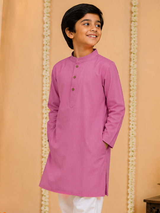Kiddopanti Boys Rayon Woven Traditional Ethnic Solid Long Kurta