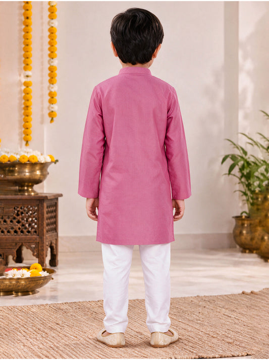 Kiddopanti Boys Rayon Ethnic Dhol Printed Kurta & Pyjama Set