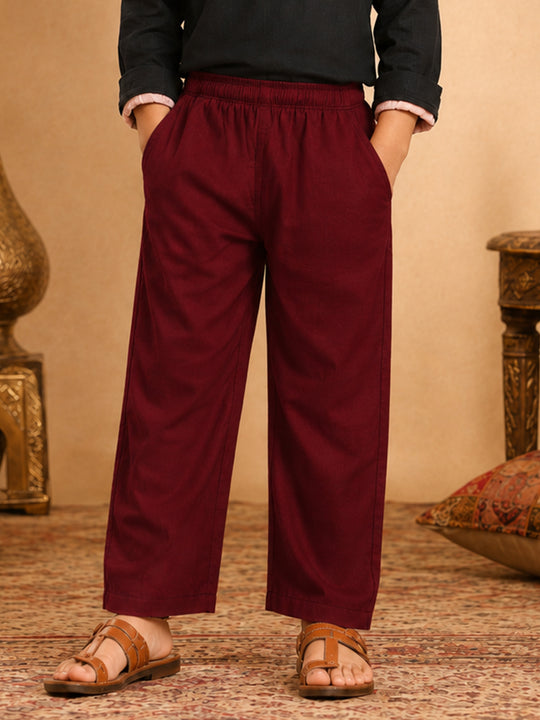 Kiddopanti Boys Rayon Woven Solid Traditional Ethnic Bottom