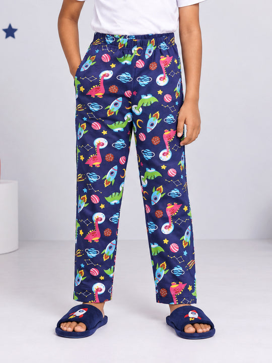Kiddopanti Boys Cotton Knit All Over Printed Cotton Pyjama Pants