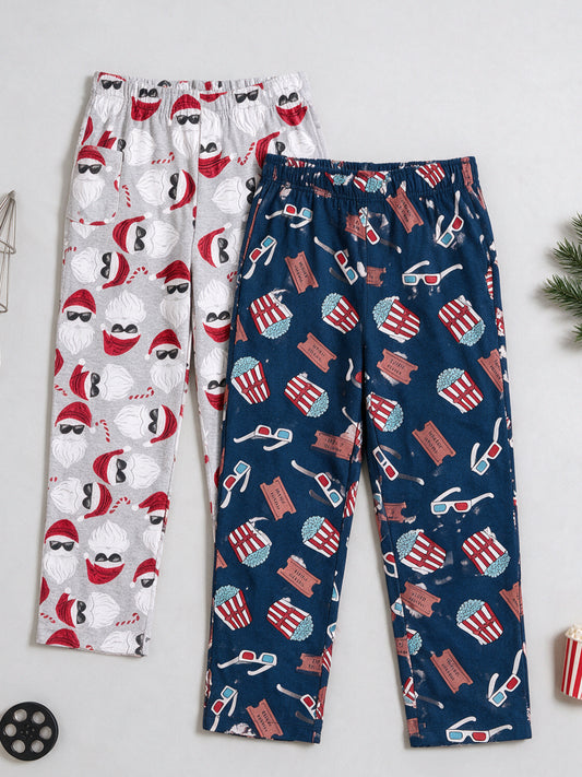 Kiddopanti Boys Cotton Knit All Over Printed Pyjama Pack of 2