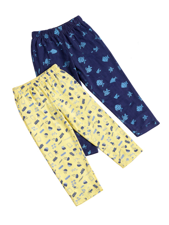Kiddopanti Boys Cotton Knit All Over Printed Pyjama Pack of 2