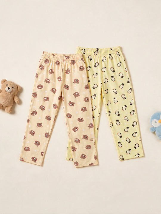 Kiddopanti Boys Cotton Knit All Over Printed Pyjama Pack of 2