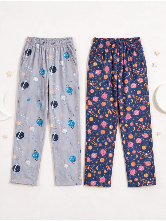 Kiddopanti Boys Cotton Knit All Over Printed Pyjama Pack of 2
