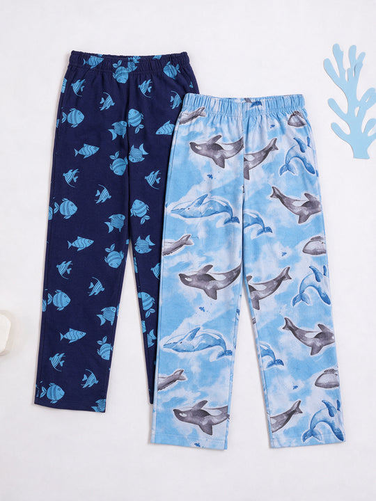 Kiddopanti Boys Cotton Knit All Over Printed Pyjama Pack of 2