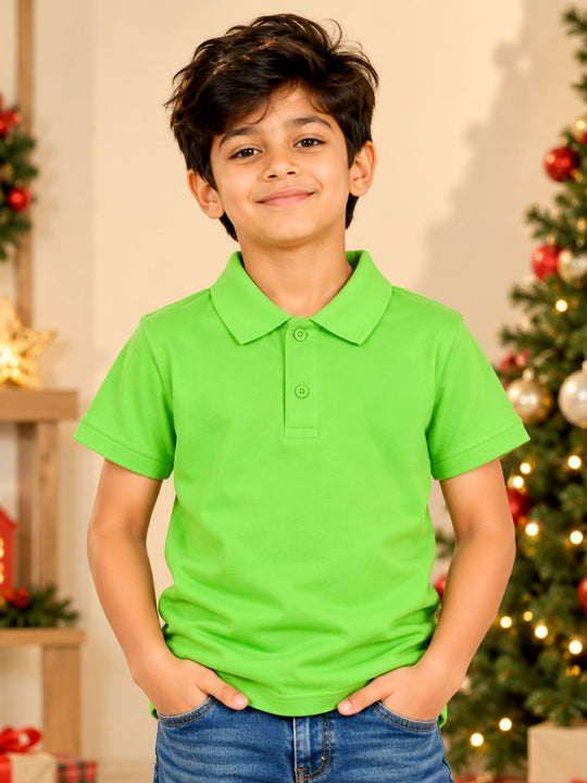 Kiddopanti Boys Classic Cotton Pique Solid  Polo T-Shirt