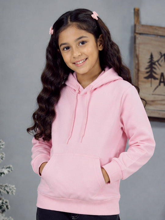 Kiddopanti Boys & Girls Cotton Fleece Full Sleeves Solid Hooded Sweatshirt