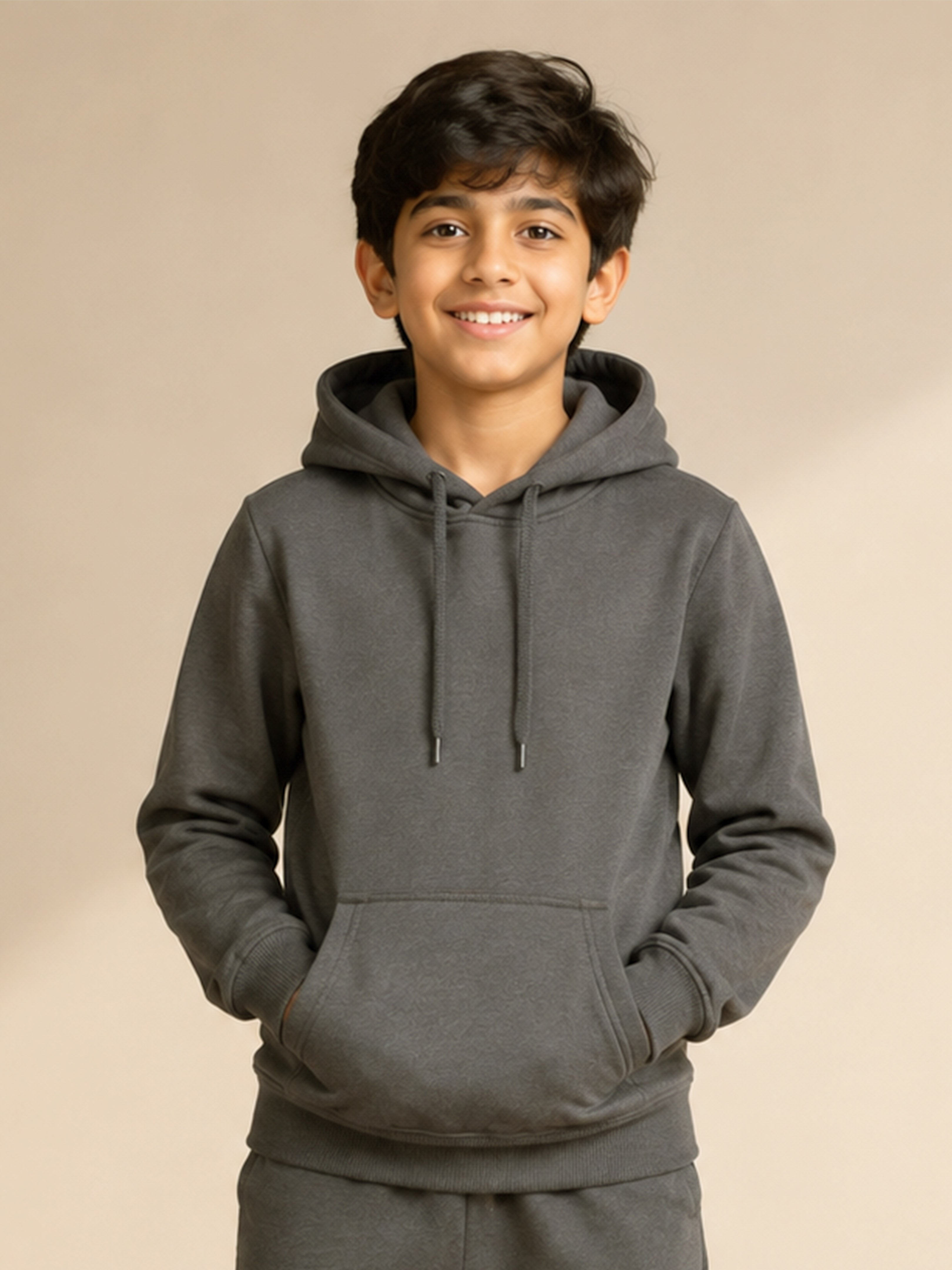 Kiddopanti Boys & Girls Cotton Blend Fleece Full Sleeve Solid Hooded Sweatshirt