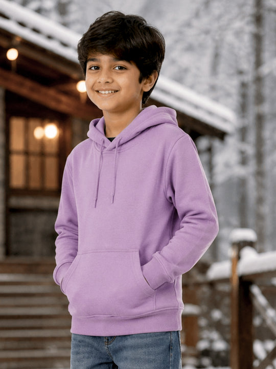 Kiddopanti Boys & Girls Cotton Fleece Full Sleeves Solid Hooded Sweatshirt