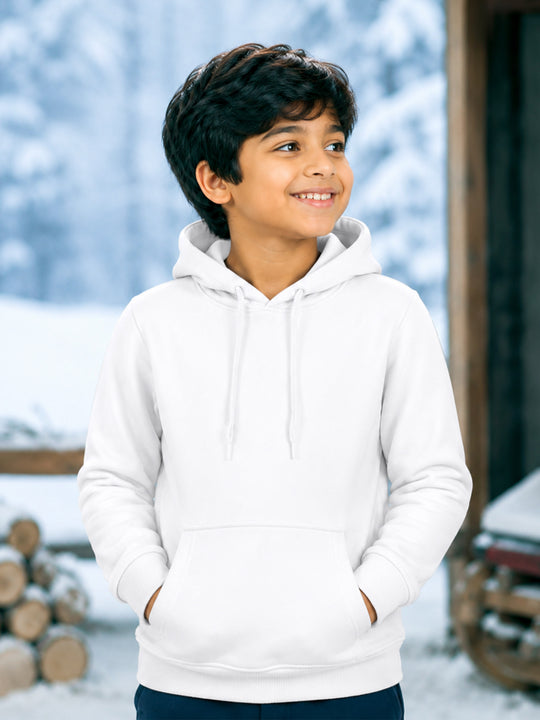 Kiddopanti Boys & Girls Cotton Blend Fleece Full Sleeves Solid Hooded Sweatshirt