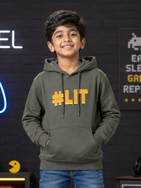 Kiddopanti Boys Cotton Fleece Full Sleeve Graphic Printed Hooded Sweatshirt