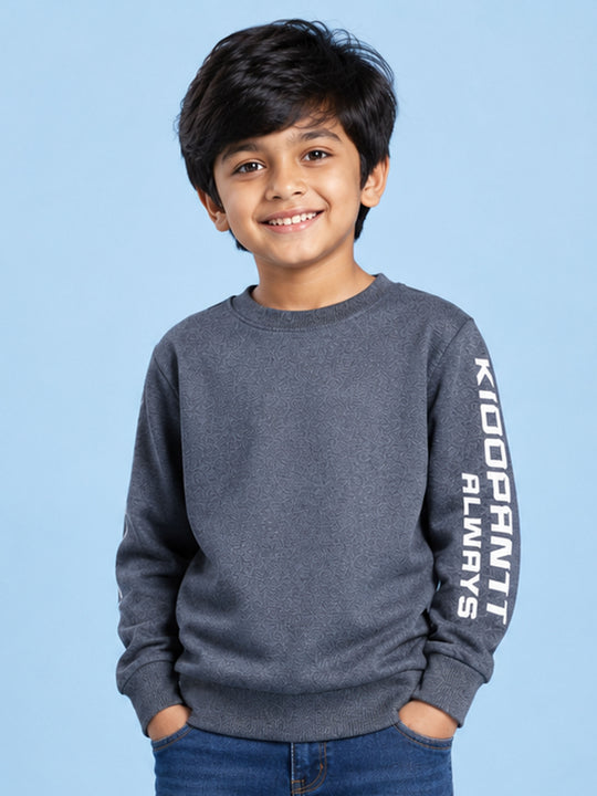 Kiddopanti Boys Cotton Fleece Full Sleeves Graphic Printed Sweatshirt