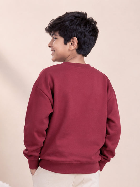 Kiddopanti Boys Cotton Fleece Full Sleeves Solid Sweatshirt