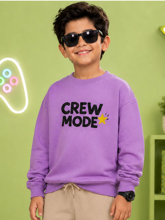 Kiddopanti Boys Cotton Fleece Round Neck Graphic Printed Sweatshirt