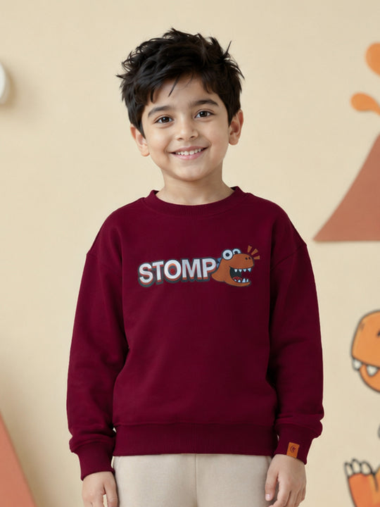 Kiddopanti Boys Cotton Fleece Round Neck Graphic Printed Sweatshirt