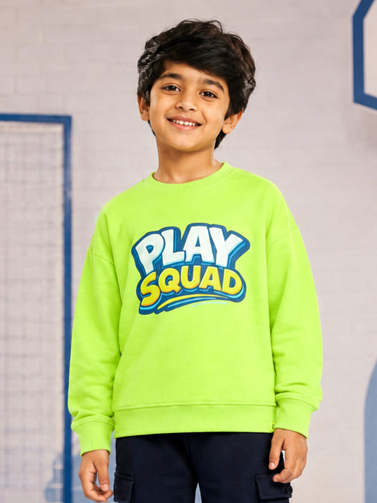 Kiddopanti Boys Cotton Fleece Round Neck Graphic Printed Sweatshirt