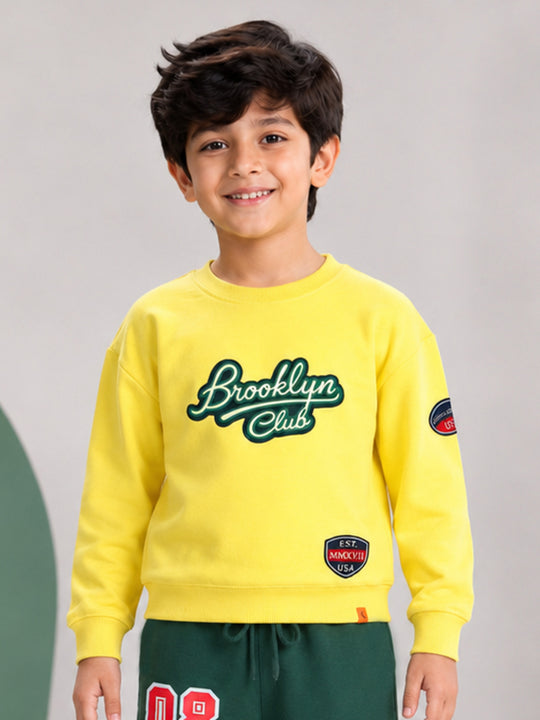 Kiddopanti Boys Cotton Fleece Round Neck Graphic Printed Sweatshirt