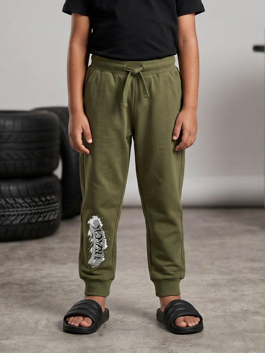 Kiddopanti Boys Cotton Knit Printed Track Pant