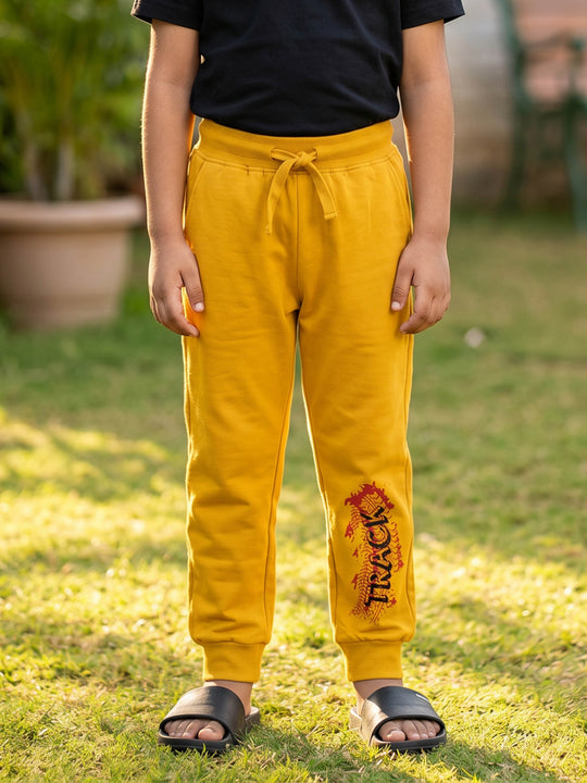 Kiddopanti Boys Cotton Knit Printed Track Pant