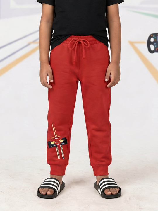 Kiddopanti Boys Cotton Knit Printed Track Pant