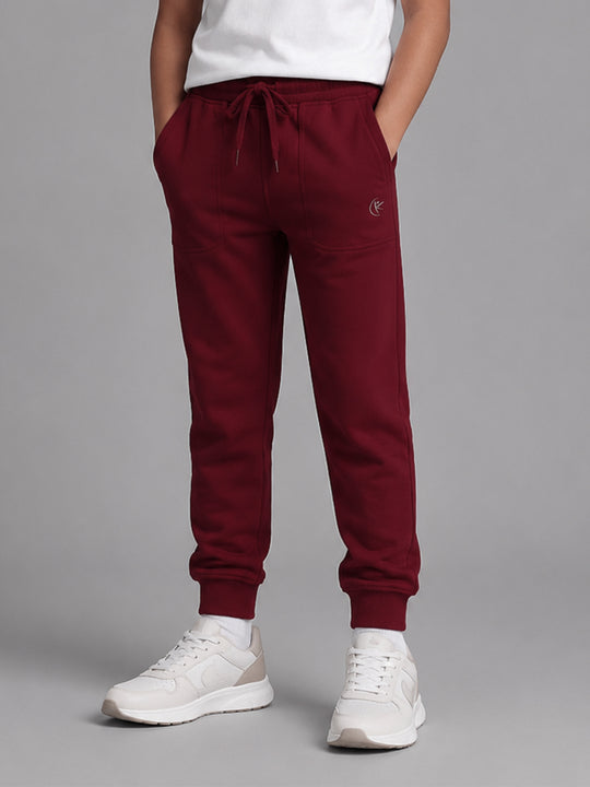 Kiddopanti Boys Cotton Fleece Solid Track Pant