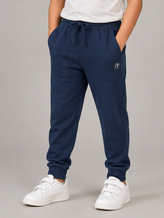 Kiddopanti Boys Cotton Fleece Solid Track Pant