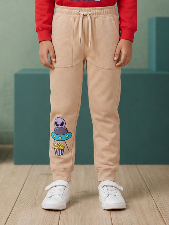Kiddopanti Boys Cotton Fleece Graphic Printed Track Pant