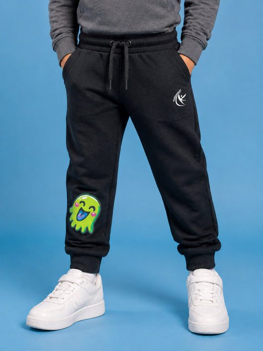 Kiddopanti Boys Cotton Fleece Graphic Printed Track Pant