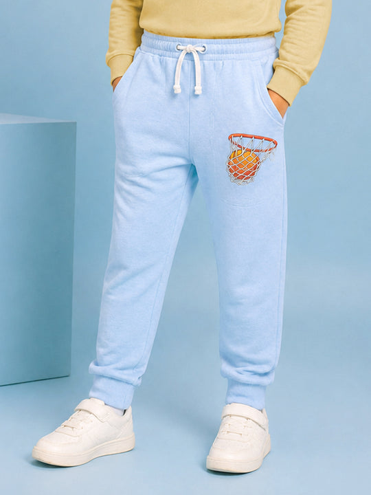 Kiddopanti Boys Cotton Fleece Graphic Printed Track Pant