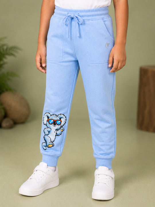 Kiddopanti Boys Cotton Fleece Graphic Printed Track Pant