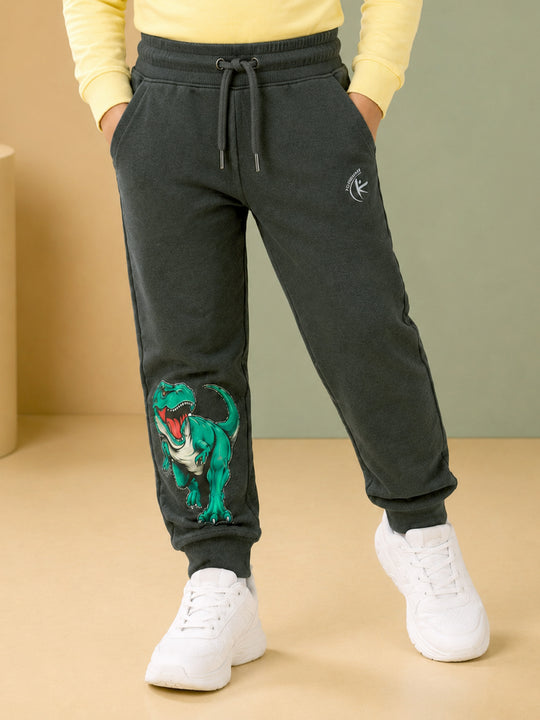 Kiddopanti Boys Cotton Fleece Graphic Printed Track Pant