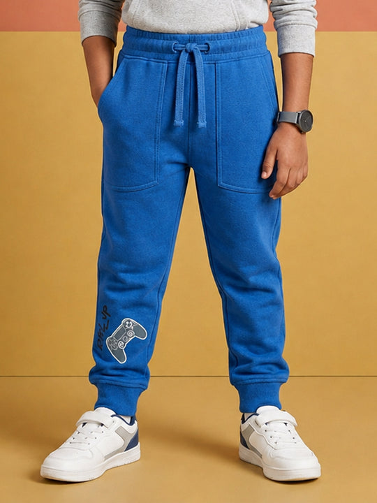 Kiddopanti Boys Cotton Fleece Graphic Printed Track Pant