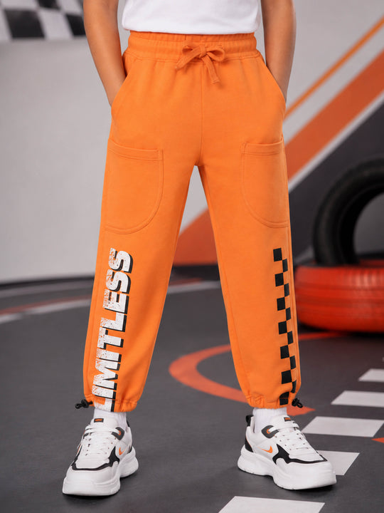 Kiddopanti Boys Cotton Knit Limitless Sporty Printed Track Pant