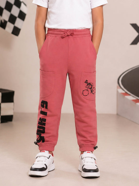 Kiddopanti Boys Cotton Knit Limitless Sporty Printed Track Pant