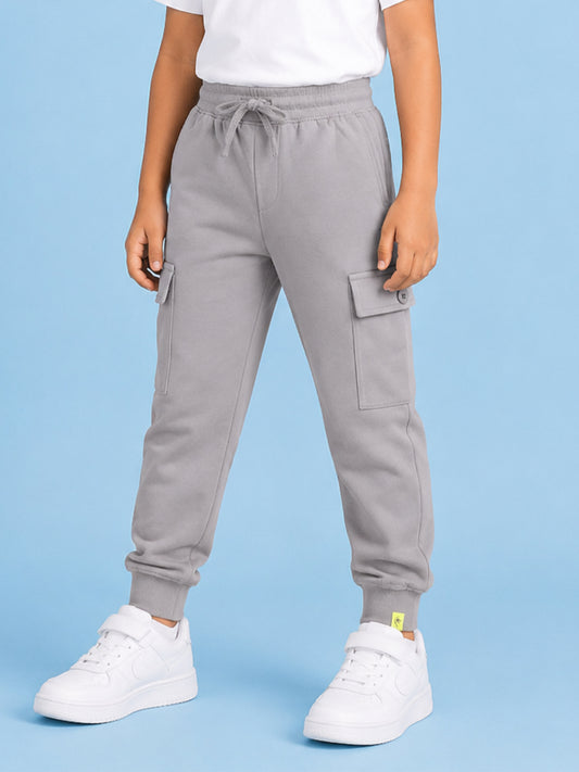 Kiddopanti Boys Cotton Knit Cargo Jogger Pants Pack of 3
