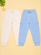 Kiddopanti Boys Cotton Fleece Joggers Cargo Pocket Track Pants Pack of 2