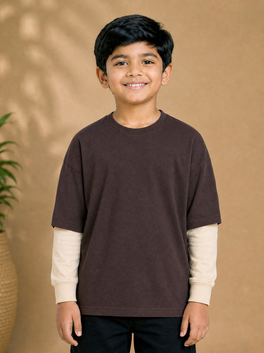 Kiddopanti Boys Cotton Drop Shoulder Doctor Full Sleeves Solid T-Shirt