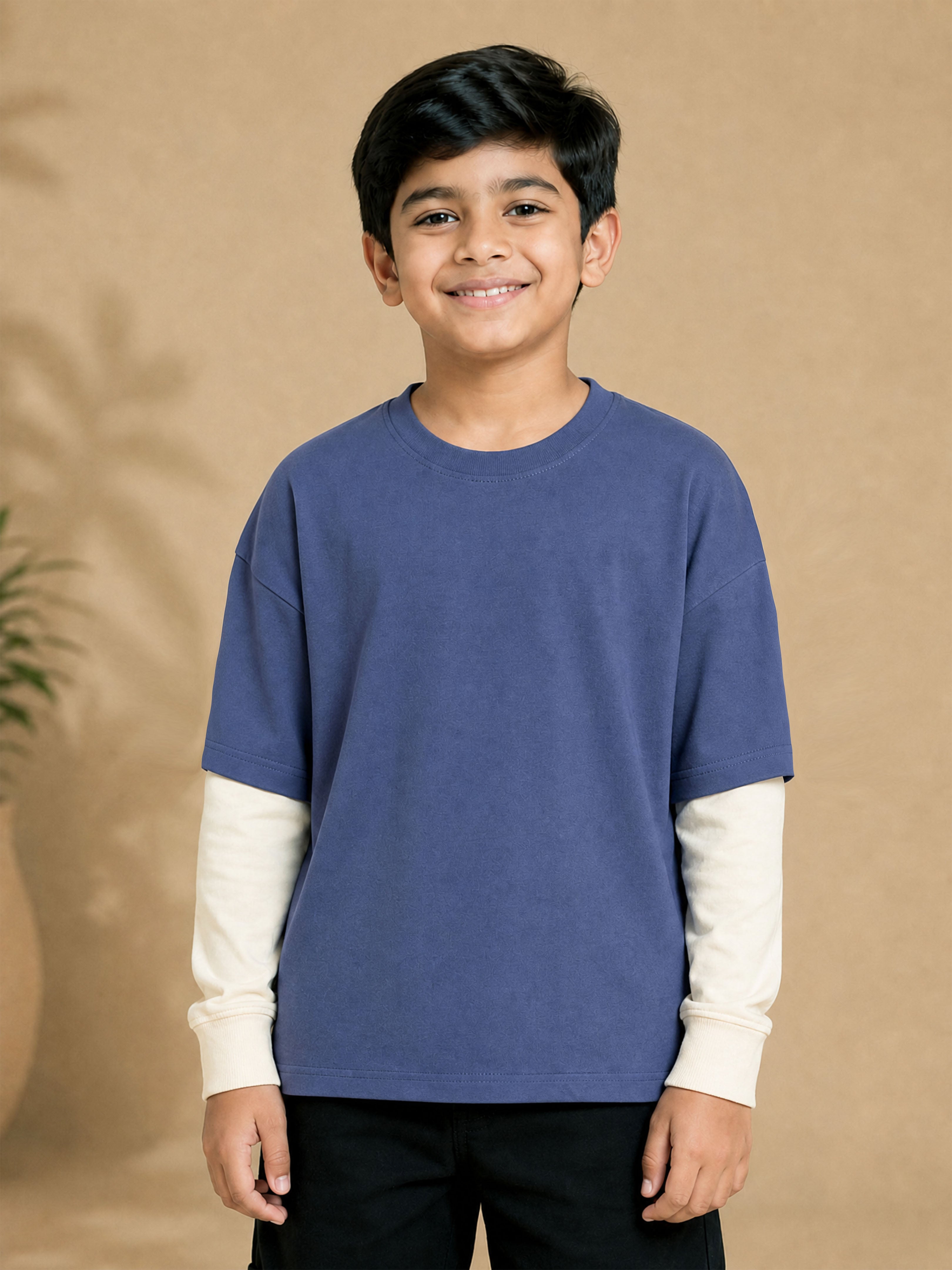 Kiddopanti Boys Cotton Drop Shoulder Doctor Full Sleeves Solid T-Shirt