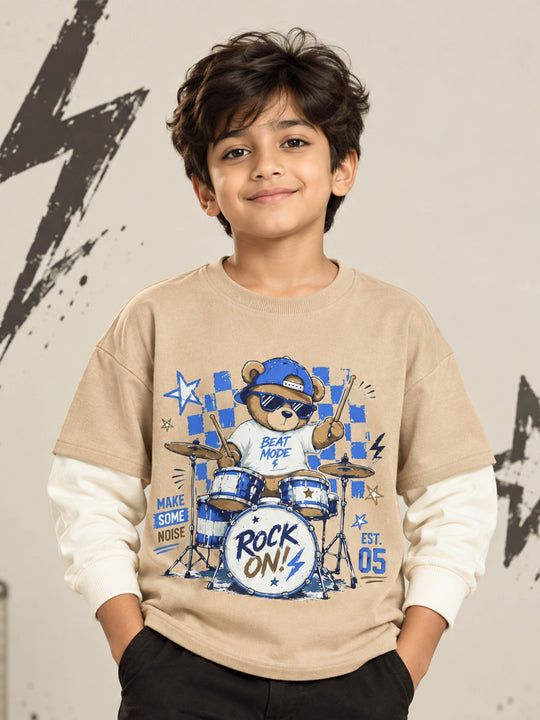 Kiddopanti Boys & Girls Cotton Blend Doctor Sleeve Graphic Printed T-Shirt