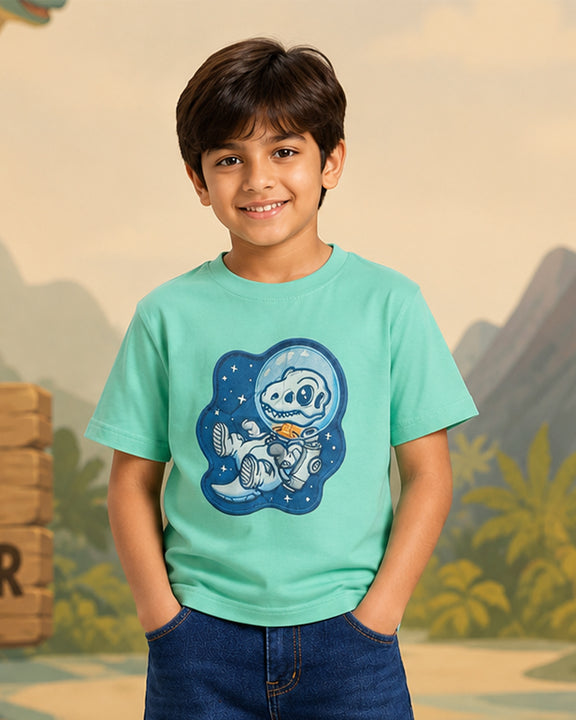 Kiddopanti Boys Cotton Drop Shoulder Graphic Printed Round Neck T-Shirt