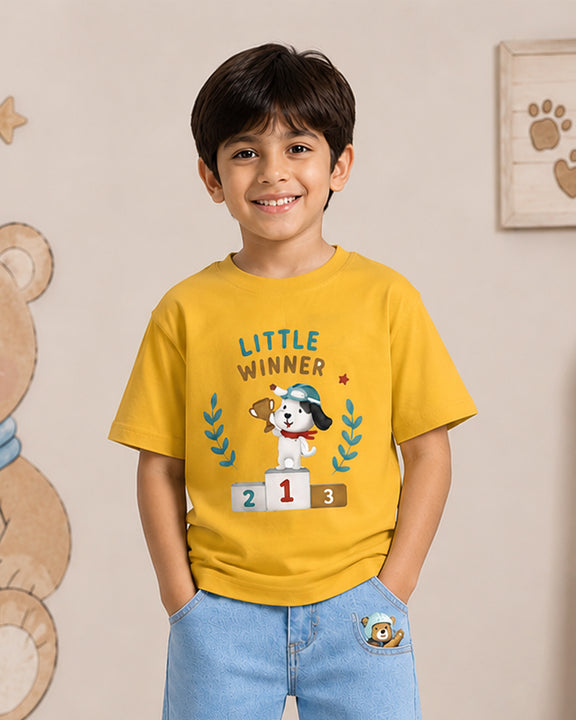 Kiddopanti Boys Cotton Drop Shoulder Graphic Printed Round Neck T-Shirt