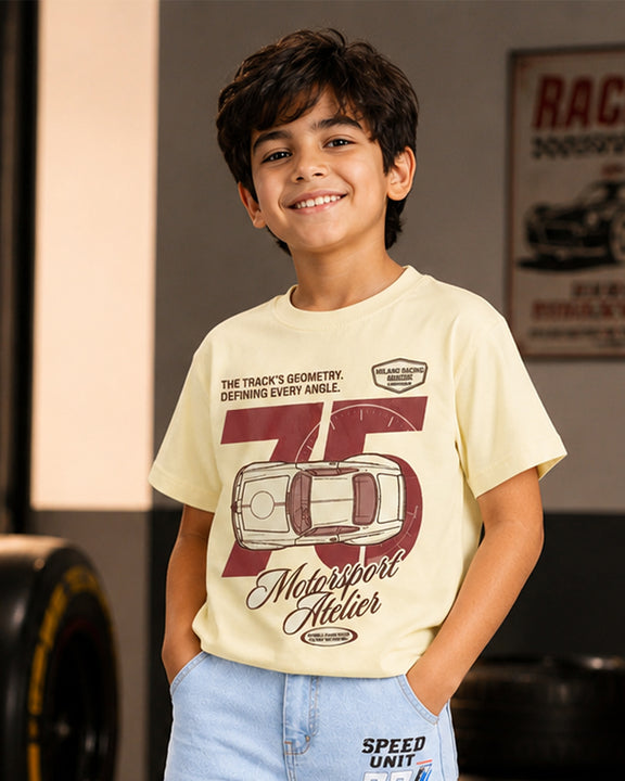 Kiddopanti Boys Cotton Drop Shoulder Graphic Printed Round Neck T-Shirt