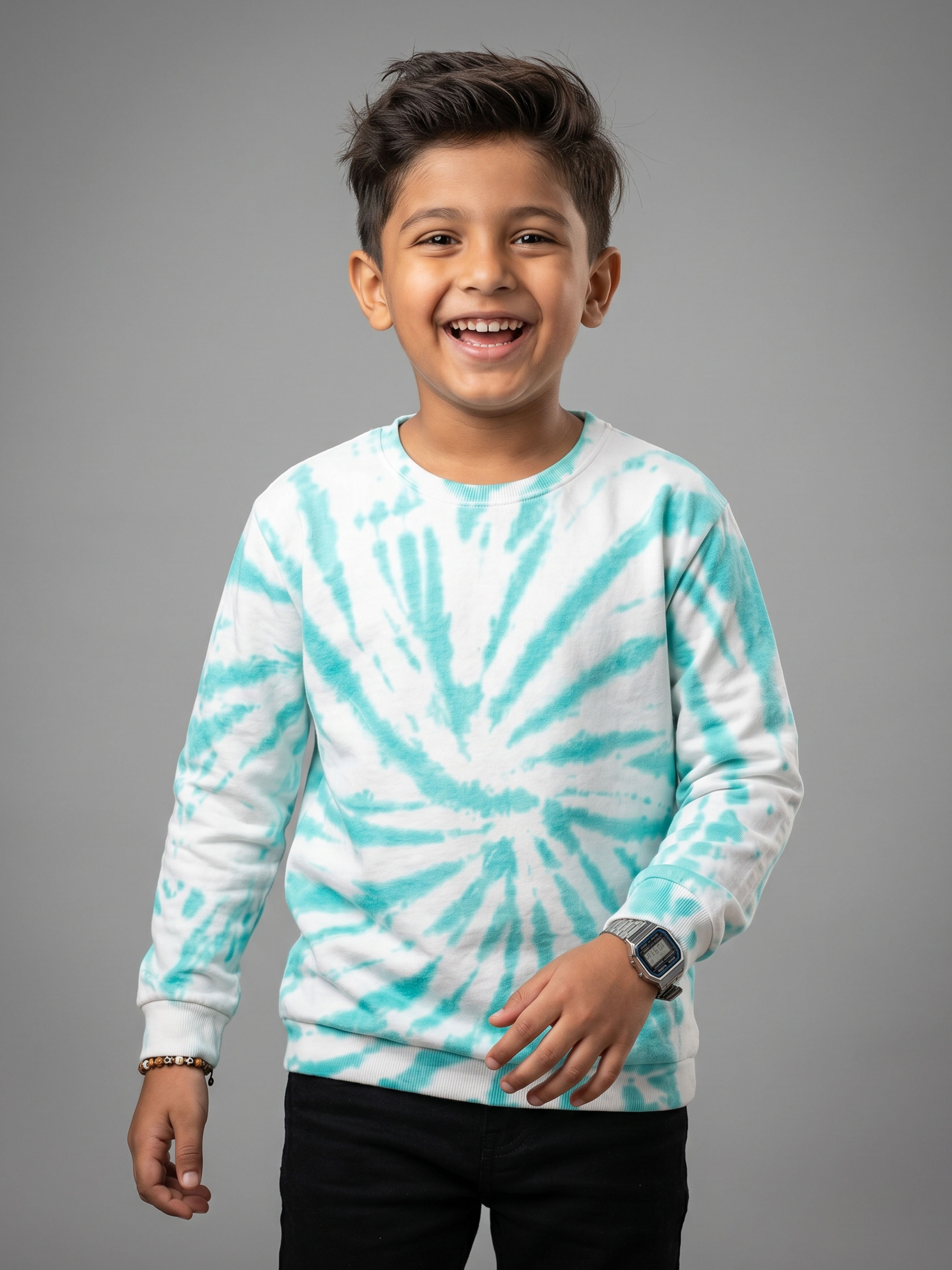 Kiddopanti Boys Cotton Knit Full Sleeves Tie and Dye T-shirt Shirt