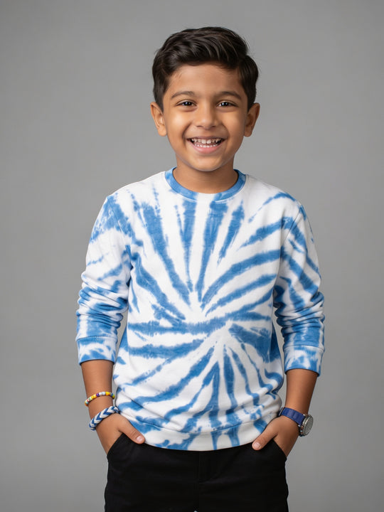 Kiddopanti Boys Cotton Knit Full Sleeves Tie and Dye T-shirt Shirt