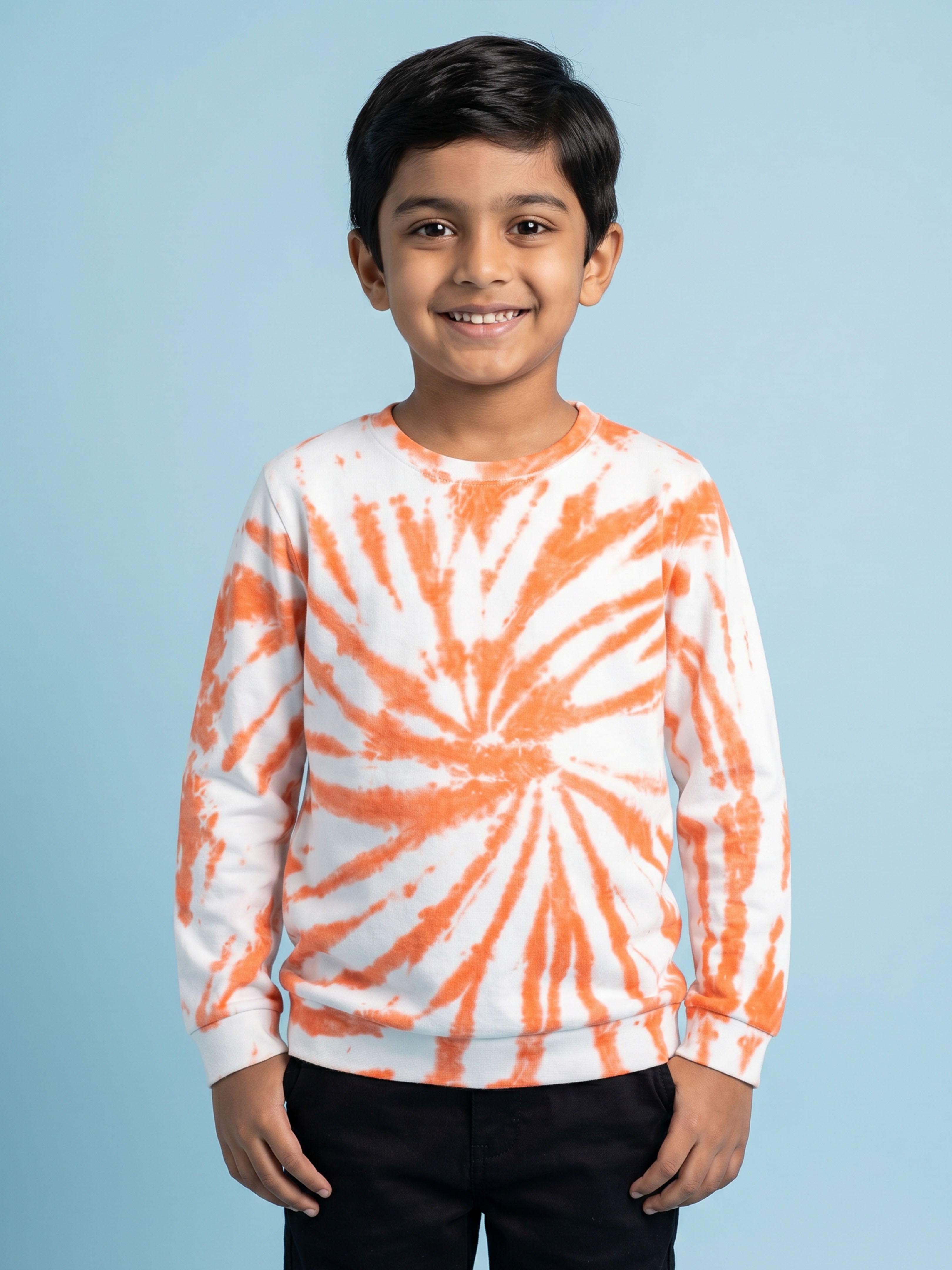Kiddopanti Boys Cotton Knit Full Sleeves Tie and Dye T-shirt Shirt