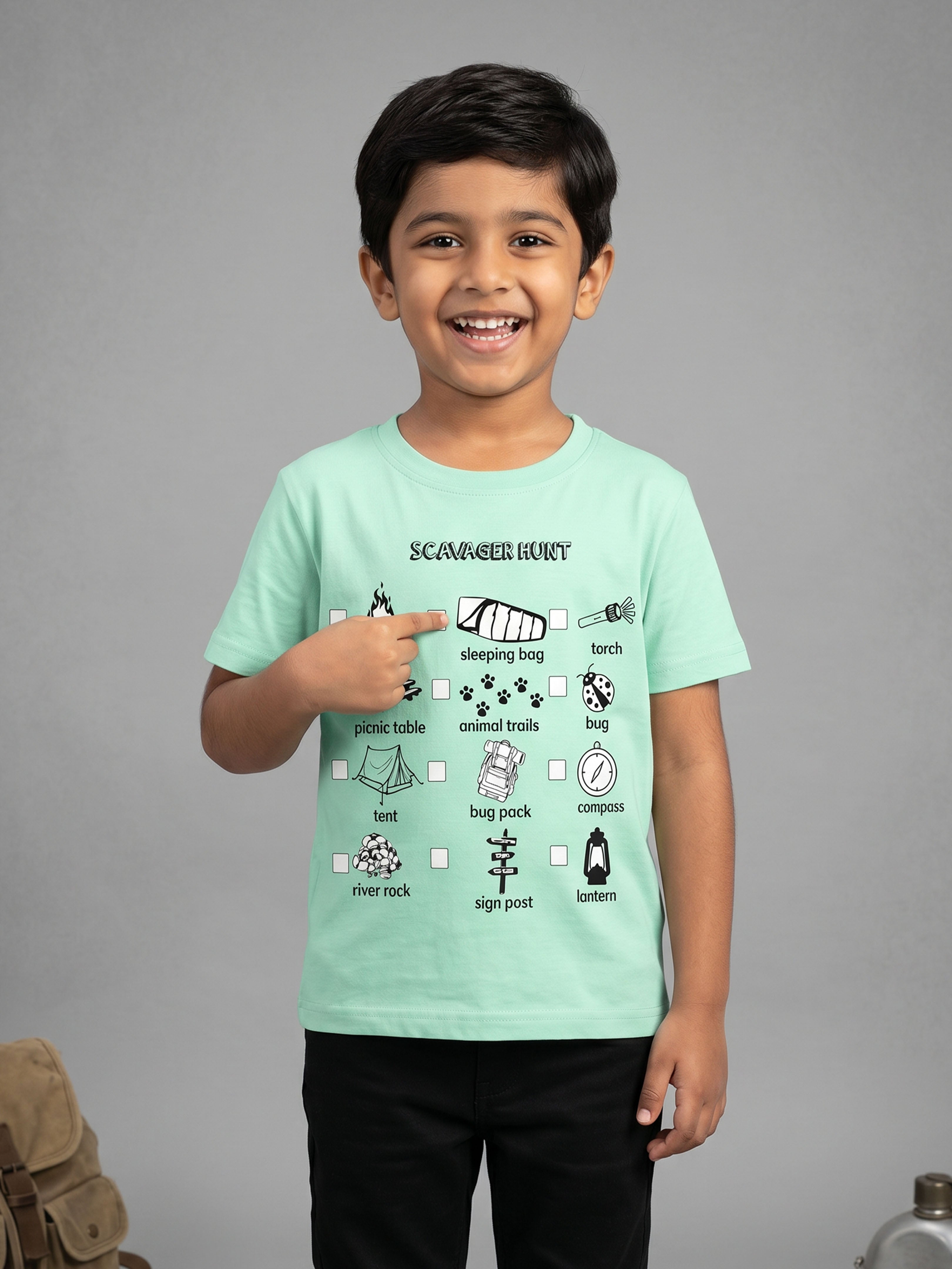 Kiddopanti Boys Cotton Knit Drop Shoulder Printed T-shirt