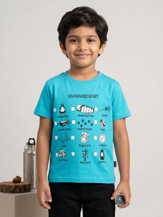 Kiddopanti Boys Cotton Knit Half Sleeves Printed T-shirt