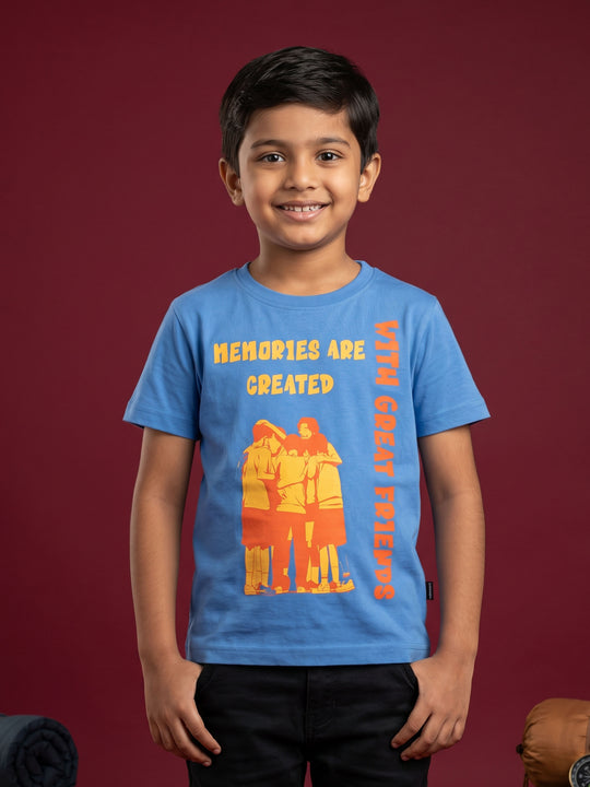 Kiddopanti Boys Cotton Knit Half Sleeves Printed T-shirt
