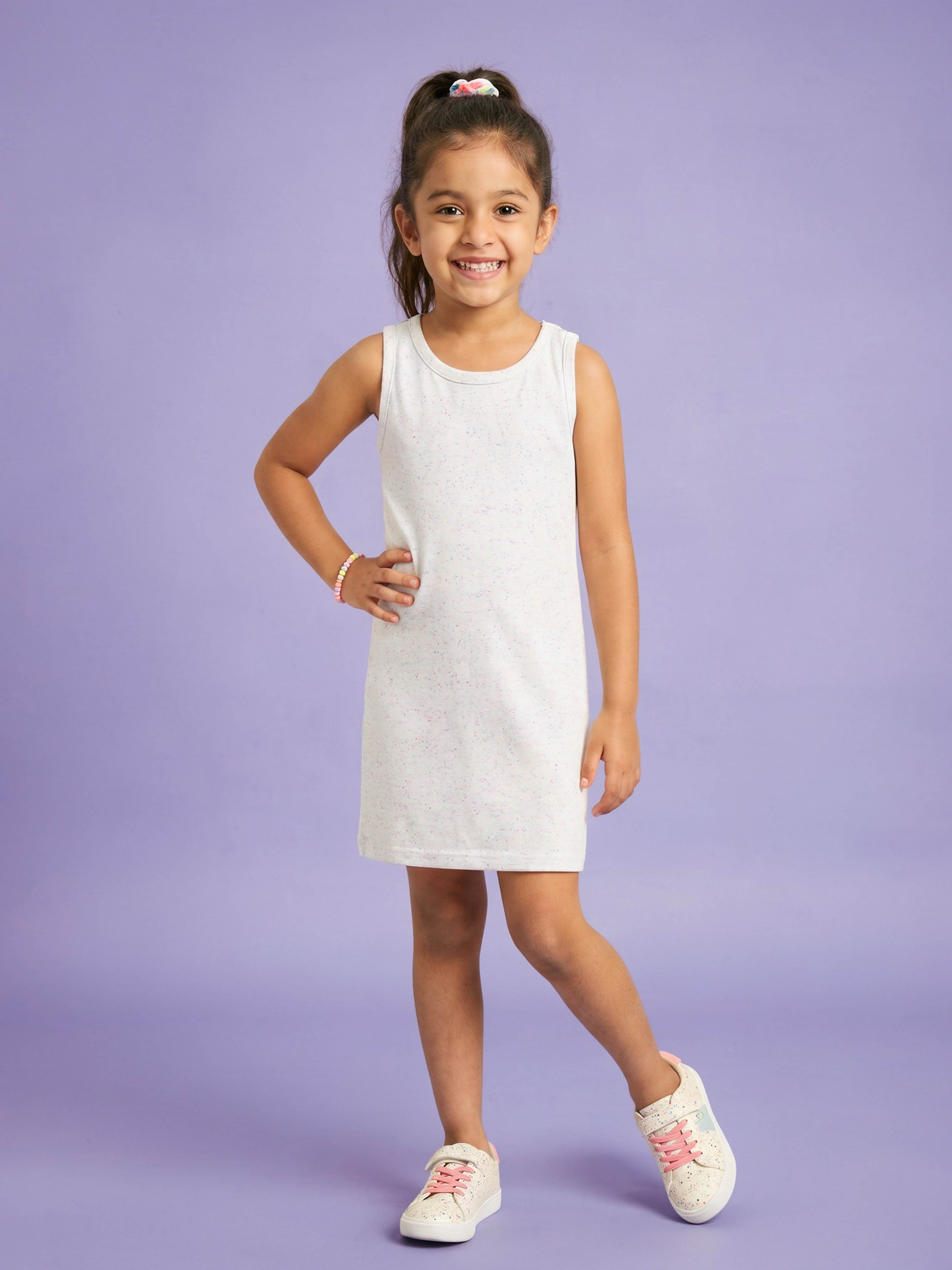 Kiddopanti Girls Cotton Knit Sleeveless Solid BodyCon Dress