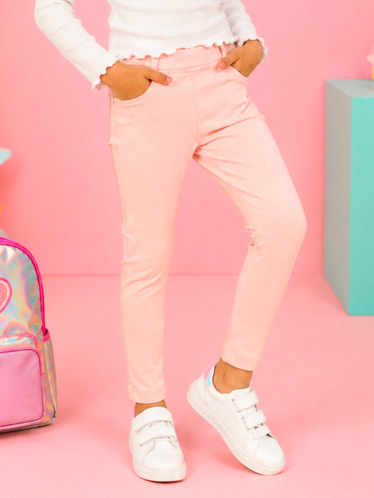Kiddopanti Girls Cotton Spandex Loop Knit Jegging Pants